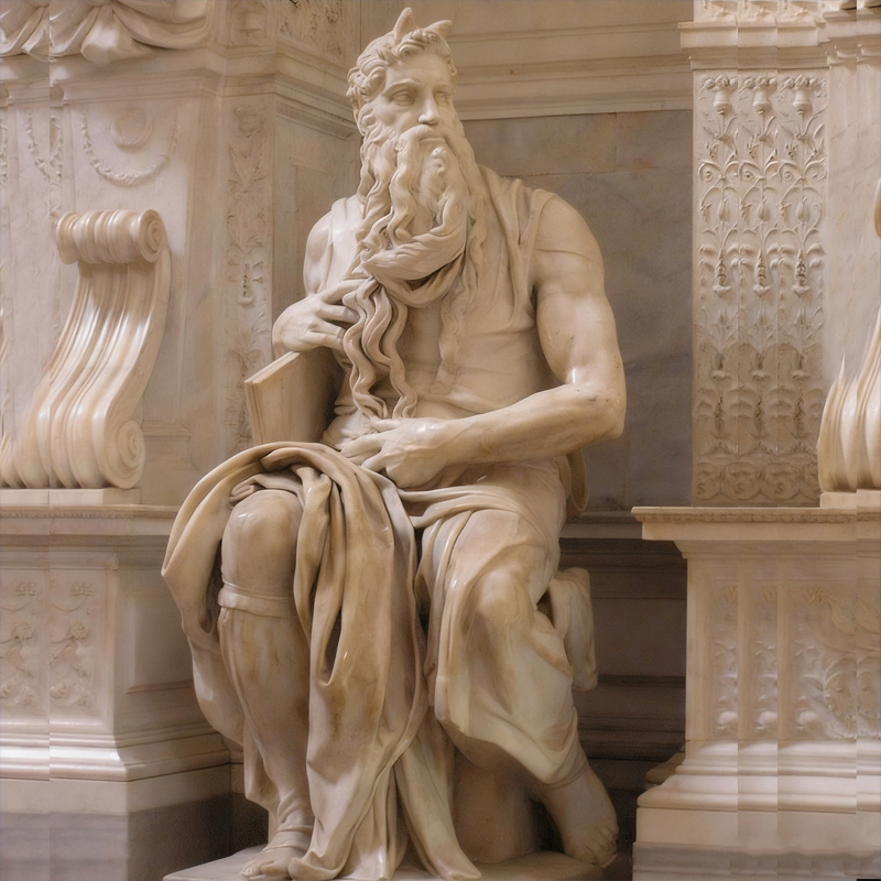 Patung Duduk Arca Manusia Marmar Klasik