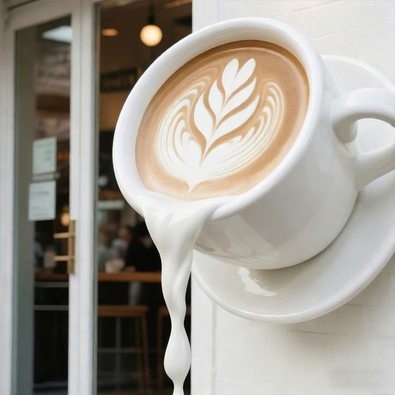 Ukiran Hiasan Cawan Kopi Terapung Gentian Kaca