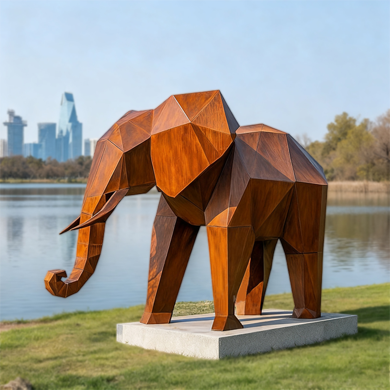 Luluhawa Steel Faceted Geometric Elephant Haiwan Arca